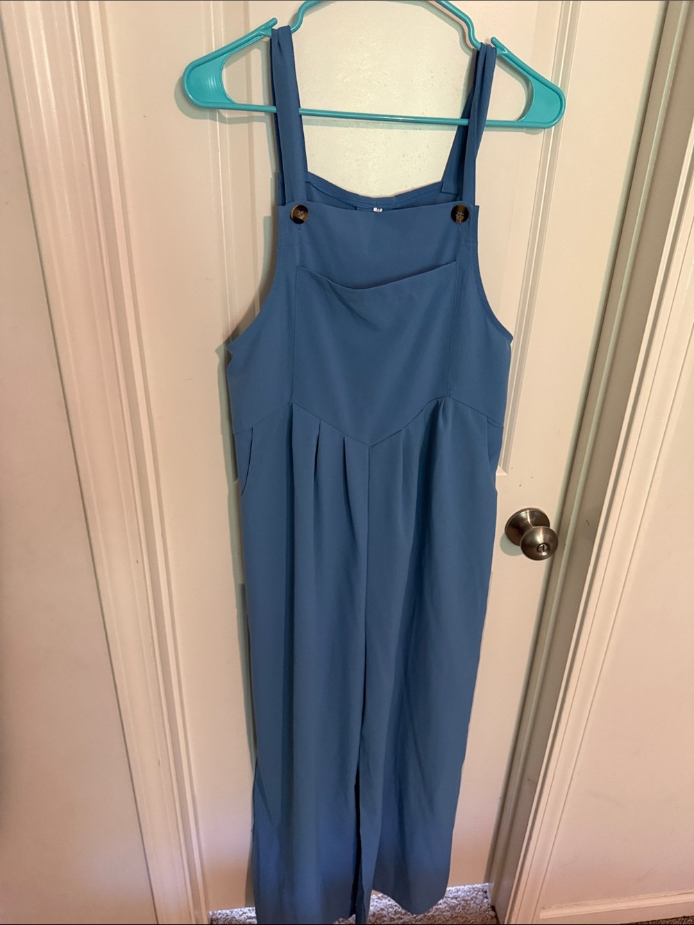 Blue Wide-Leg Overalls Jumpsuit